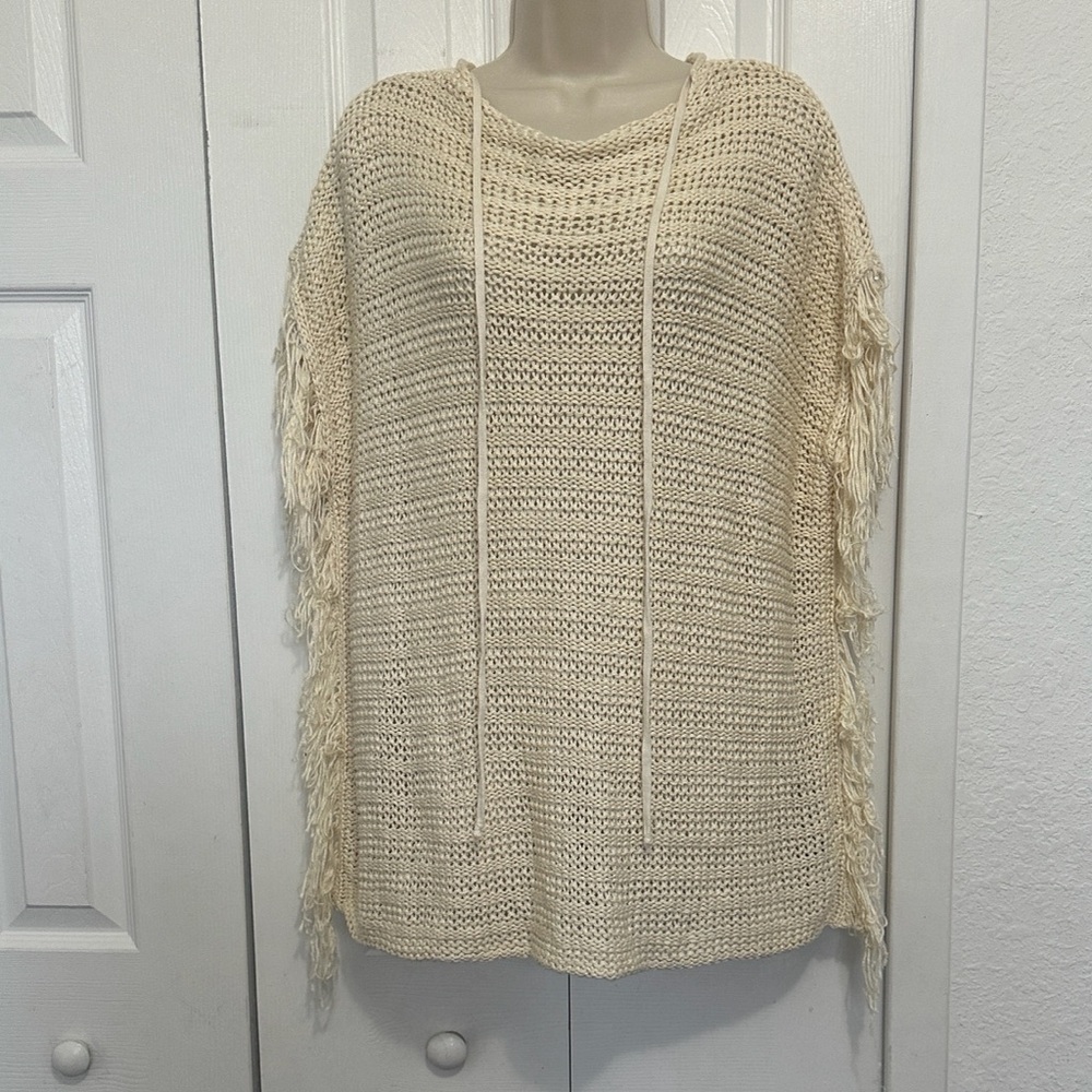 Zara Beige Knit Women's Poncho - Picture 3 of 4